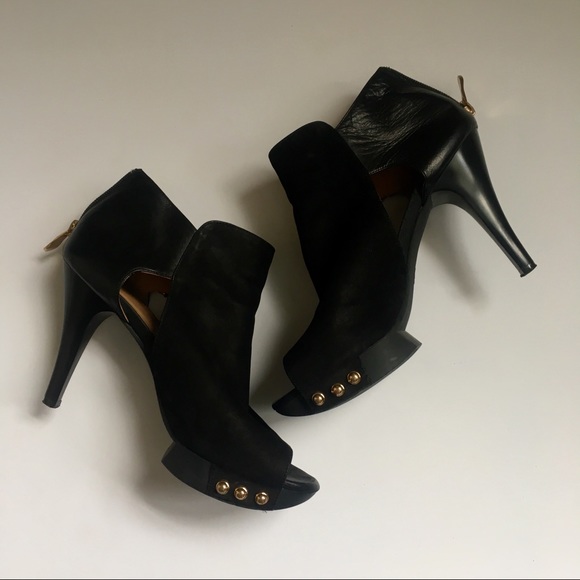 Gucci Platform Heels Pumps Gold Stud Suede Leather - Picture 2 of 8